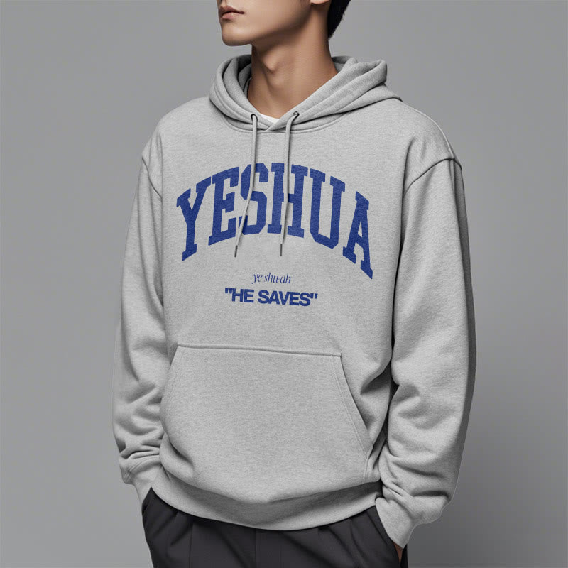 Sweat à capuche en polyester doublé polaire style classique « Yeshua He Saves » de Christianartworkshop - image 7