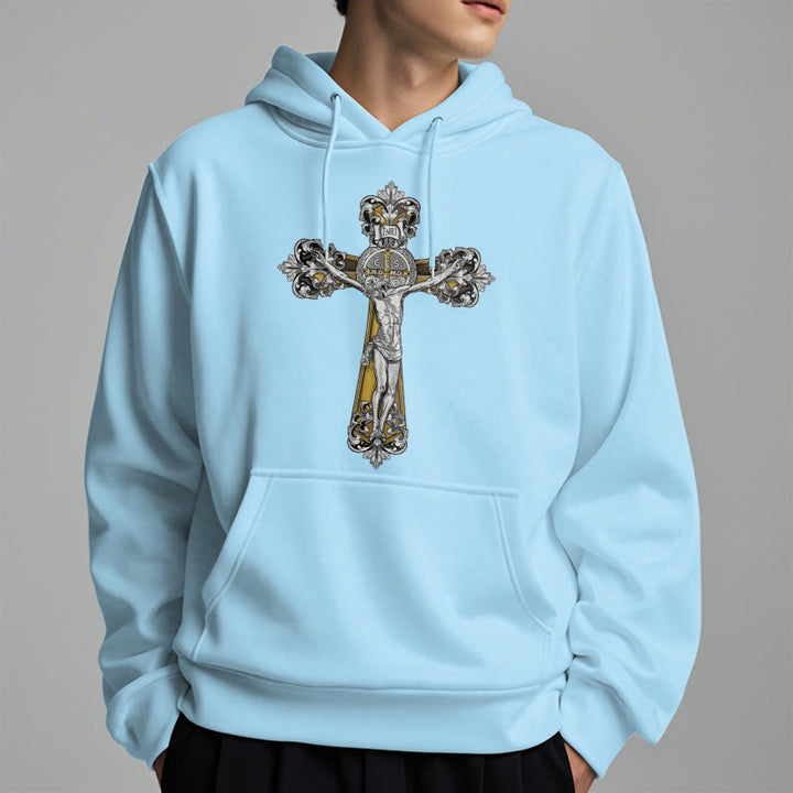 Sweat à capuche en polyester doublé polaire style classique Saint Benoît Cruxifix de Christianartworkshop - image 27