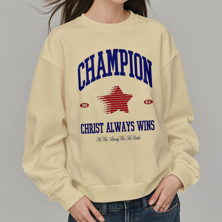 Sweat-shirt en polyester doublé polaire Christianartworkshop Modern Style Champion Christ Always Wins - image 1