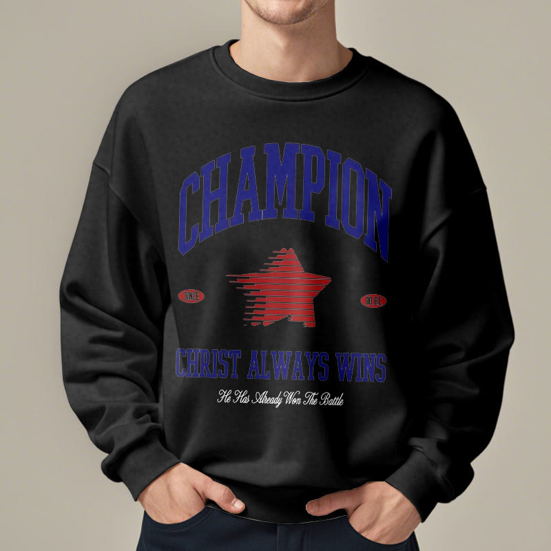 Sweat-shirt en polyester doublé polaire Christianartworkshop Modern Style Champion Christ Always Wins - image 7