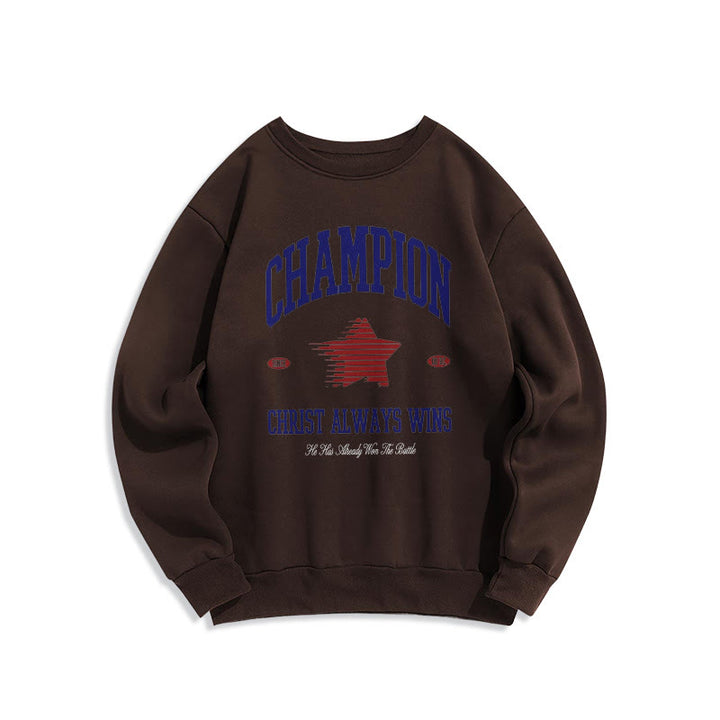 Sweat-shirt en polyester doublé polaire Christianartworkshop Modern Style Champion Christ Always Wins - Brun - 2XL - image 15