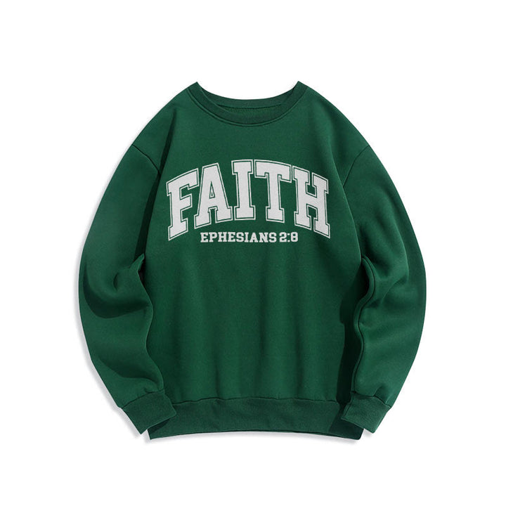 Sweat-shirt en polyester doublé polaire Christianartworkshop, style moderne, Foi, Éphésiens 2:8 - Vert - 2XL - image 0