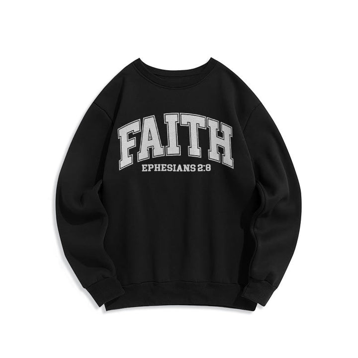Sweat-shirt en polyester doublé polaire Christianartworkshop, style moderne, Foi, Éphésiens 2:8 - Noir - 2XL - image 5