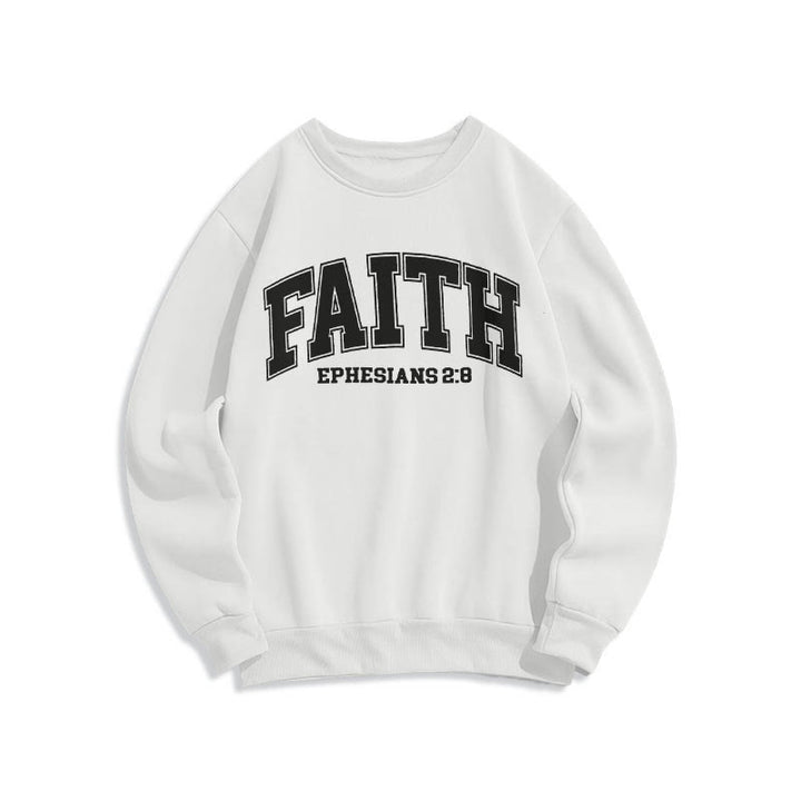 Sweat-shirt en polyester doublé polaire Christianartworkshop, style moderne, Foi, Éphésiens 2:8 - Blanc - 2XL - image 10