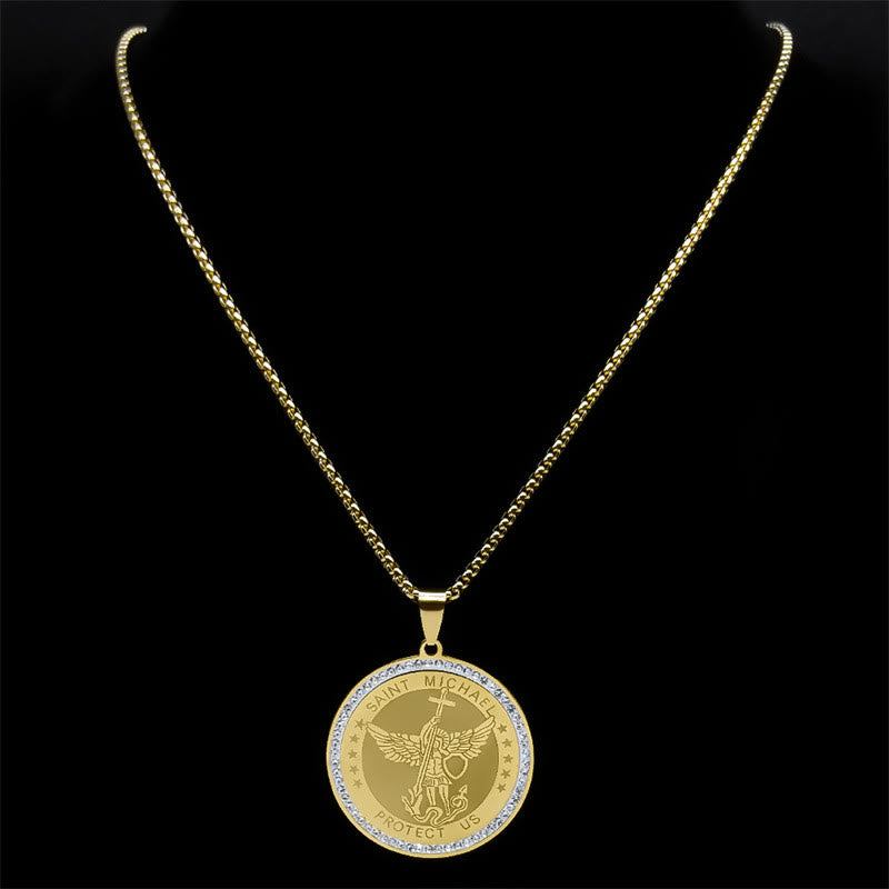 Christianartworkshop Collier pendentif Saint Michel, style classique, protection et bénédiction sacrée - image 1