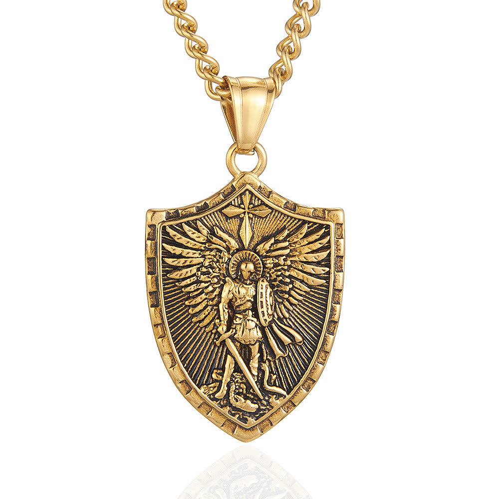 Christianartworkshop Collier pendentif moderne représentant l'archange Michel, bouclier et gardien divin - image 6
