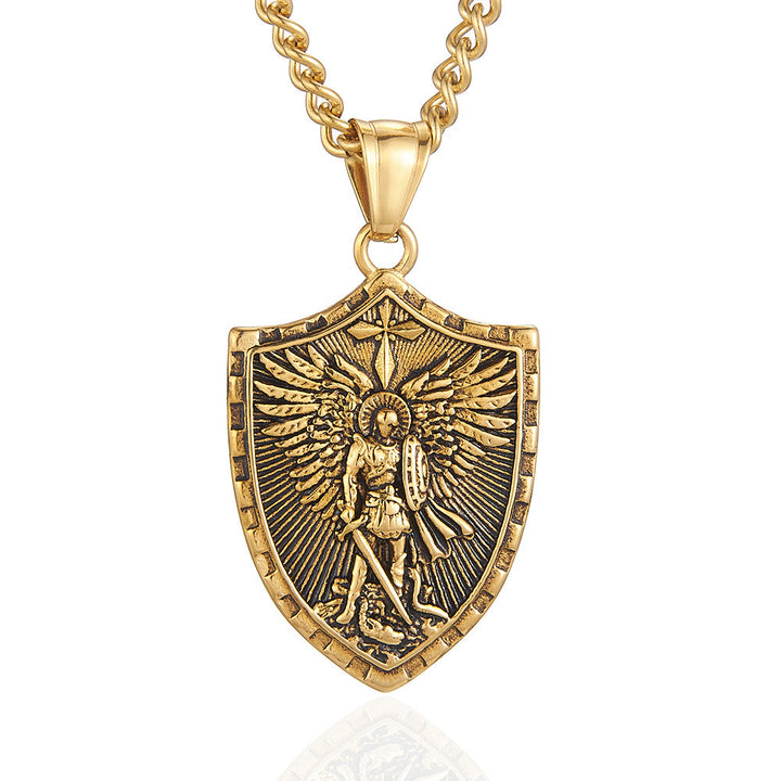 Christianartworkshop Collier pendentif moderne représentant l'archange Michel, bouclier et gardien divin - image 6