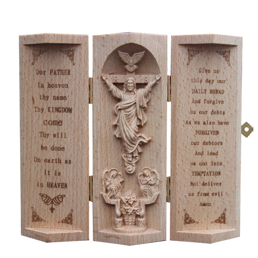 Christianartworkshop Cylindre en bois ouvrable de style classique, figurine de Jésus, décoration de bureau, ornement - image 12