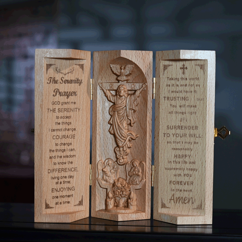 Christianartworkshop Cylindre en bois ouvrable de style classique, figurine de Jésus, décoration de bureau, ornement - Jésus - image 0