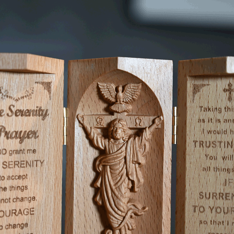 Christianartworkshop Cylindre en bois ouvrable de style classique, figurine de Jésus, décoration de bureau, ornement - image 3