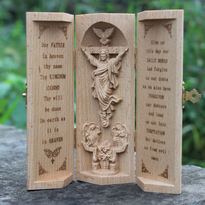 Christianartworkshop Cylindre en bois ouvrable de style classique, figurine de Jésus, décoration de bureau, ornement - image 2