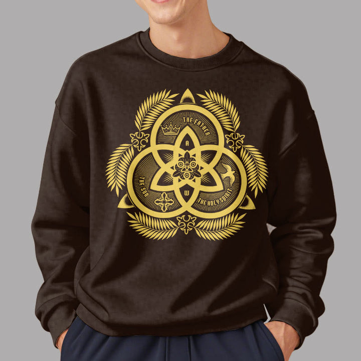 Sweat-shirt en polyester doublé polaire, style classique, unité divine dorée, emblème sacré, Christianartworkshop - image 22