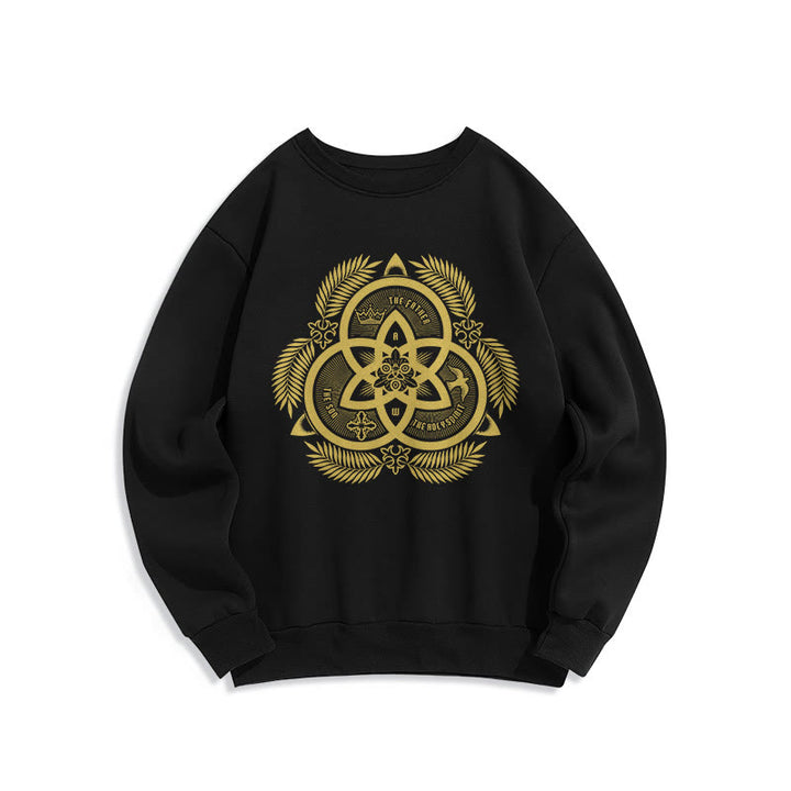 Sweat-shirt en polyester doublé polaire, style classique, unité divine dorée, emblème sacré, Christianartworkshop - Noir - 2XL - image 5