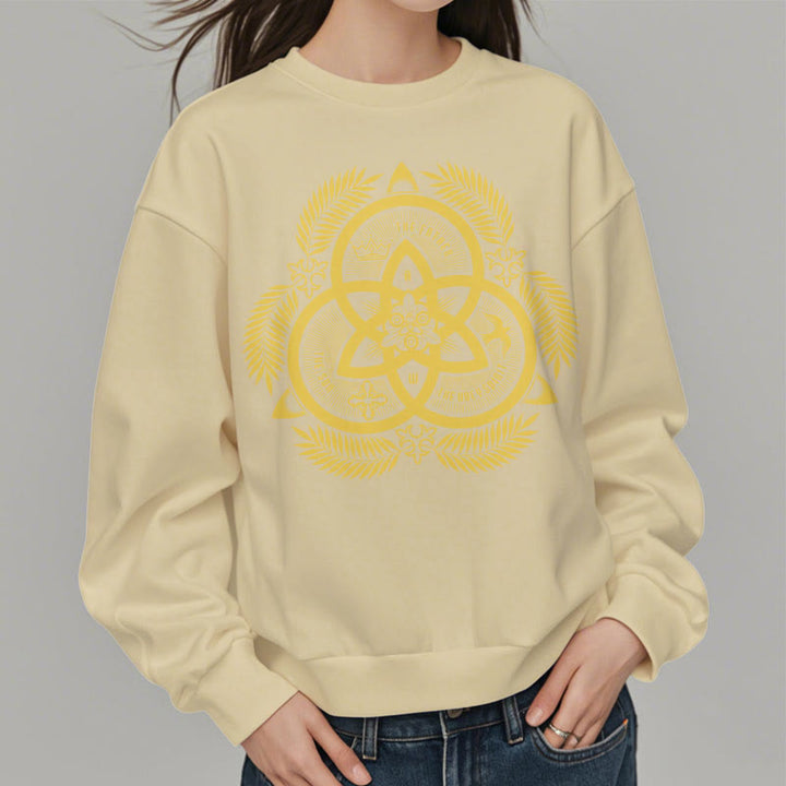 Sweat-shirt en polyester doublé polaire, style classique, unité divine dorée, emblème sacré, Christianartworkshop - image 17