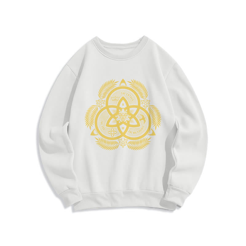 Sweat-shirt en polyester doublé polaire, style classique, unité divine dorée, emblème sacré, Christianartworkshop - Blanc - 2XL - image 10