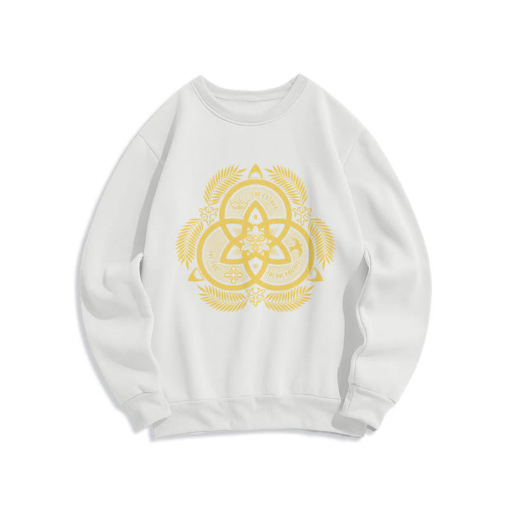 Sweat-shirt en polyester doublé polaire, style classique, unité divine dorée, emblème sacré, Christianartworkshop - Blanc - 2XL - image 10