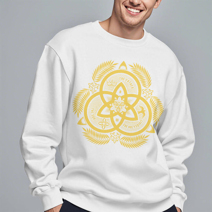 Sweat-shirt en polyester doublé polaire, style classique, unité divine dorée, emblème sacré, Christianartworkshop - image 12