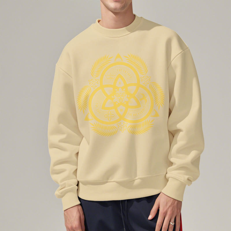 Sweat-shirt en polyester doublé polaire, style classique, unité divine dorée, emblème sacré, Christianartworkshop - image 18