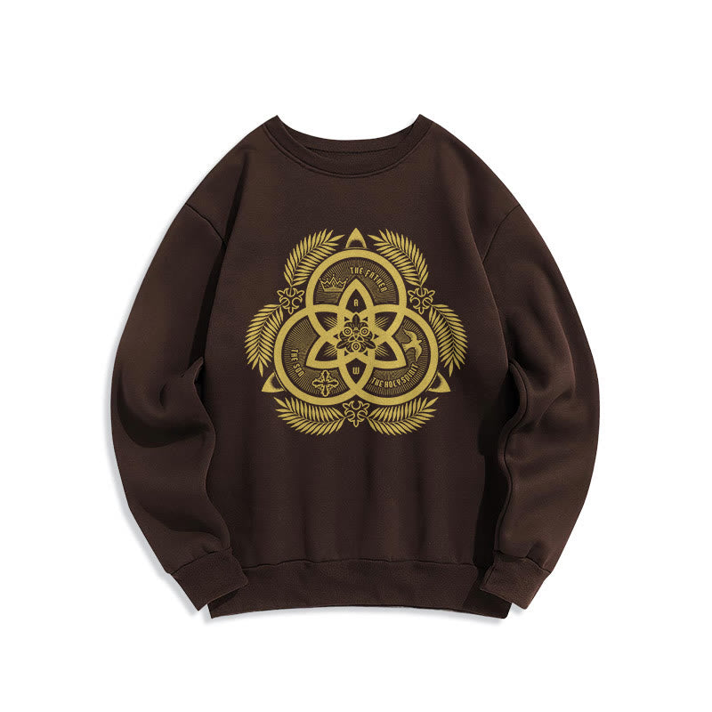 Sweat-shirt en polyester doublé polaire, style classique, unité divine dorée, emblème sacré, Christianartworkshop - Brun - 2XL - image 20