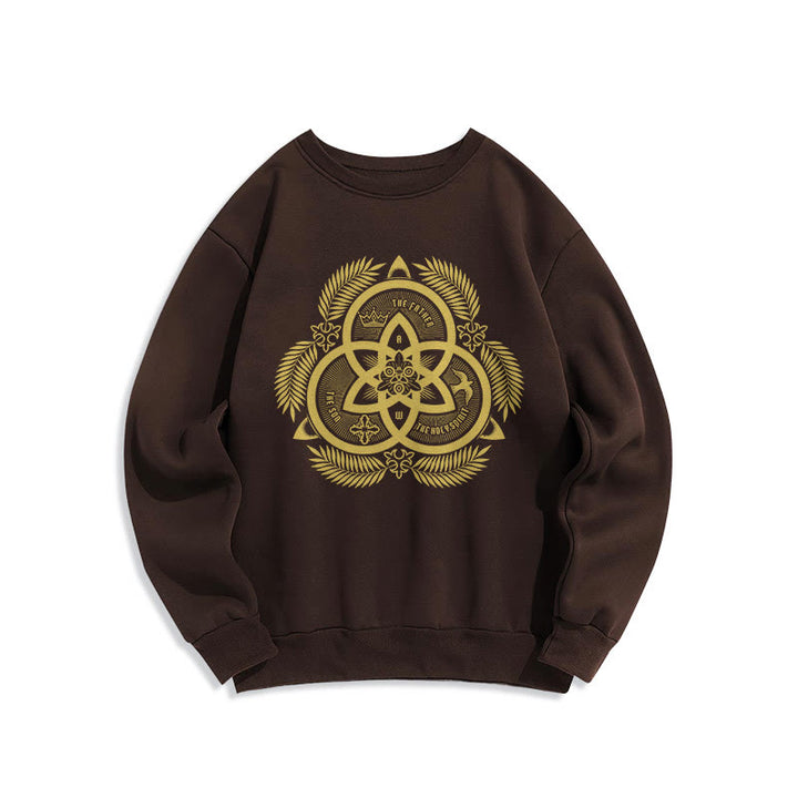 Sweat-shirt en polyester doublé polaire, style classique, unité divine dorée, emblème sacré, Christianartworkshop - Brun - 2XL - image 20