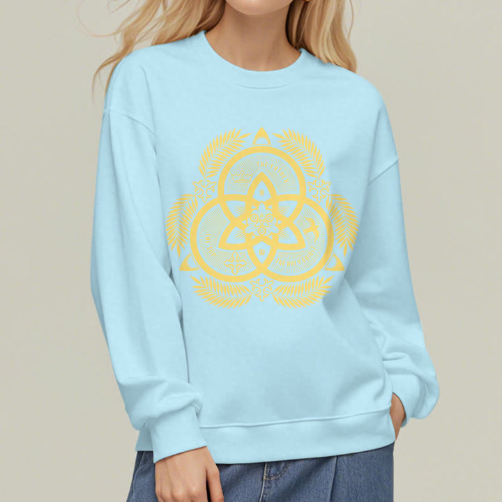 Sweat-shirt en polyester doublé polaire, style classique, unité divine dorée, emblème sacré, Christianartworkshop - image 27