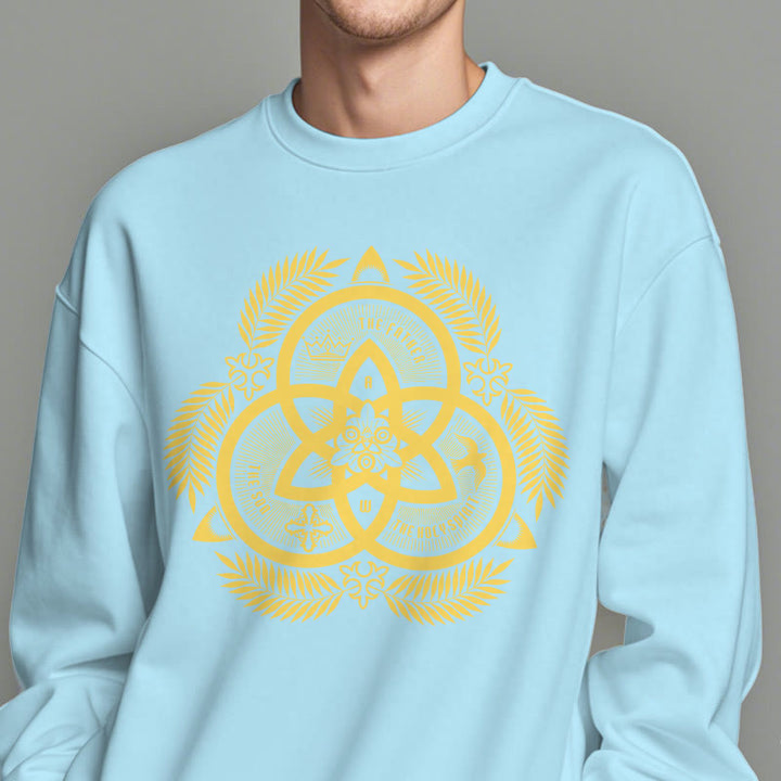 Sweat-shirt en polyester doublé polaire, style classique, unité divine dorée, emblème sacré, Christianartworkshop - image 28