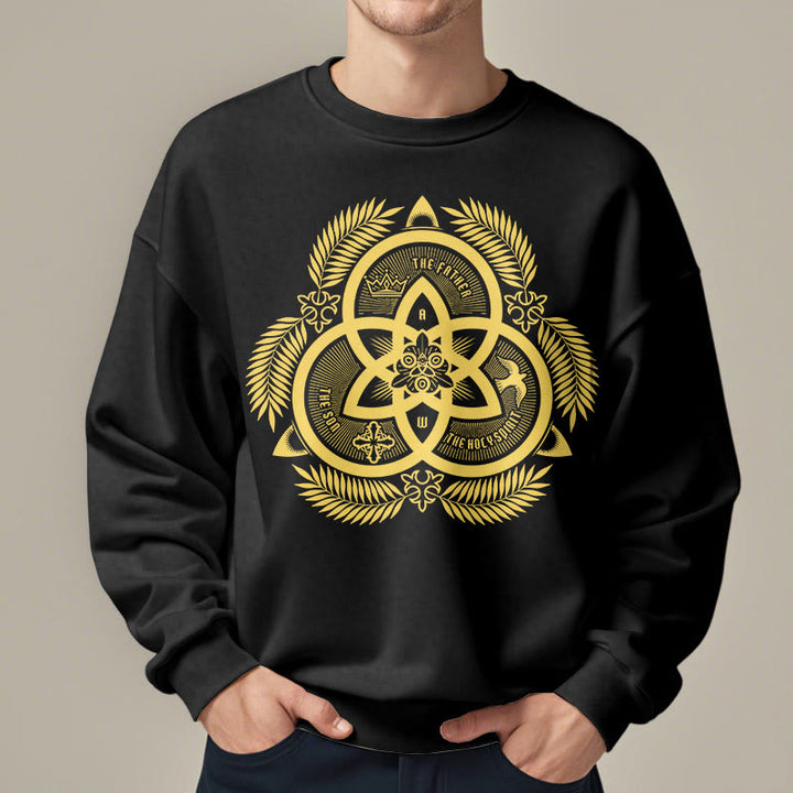 Sweat-shirt en polyester doublé polaire, style classique, unité divine dorée, emblème sacré, Christianartworkshop - image 7