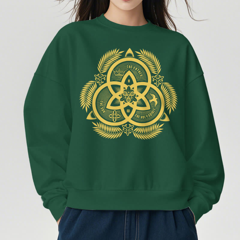 Sweat-shirt en polyester doublé polaire, style classique, unité divine dorée, emblème sacré, Christianartworkshop - image 2