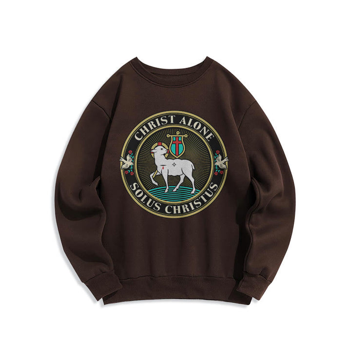 Sweat-shirt en polyester doublé polaire « Christ seul, agneau de Dieu », style moderne, Christianartworkshop - Brun - 2XL - image 15