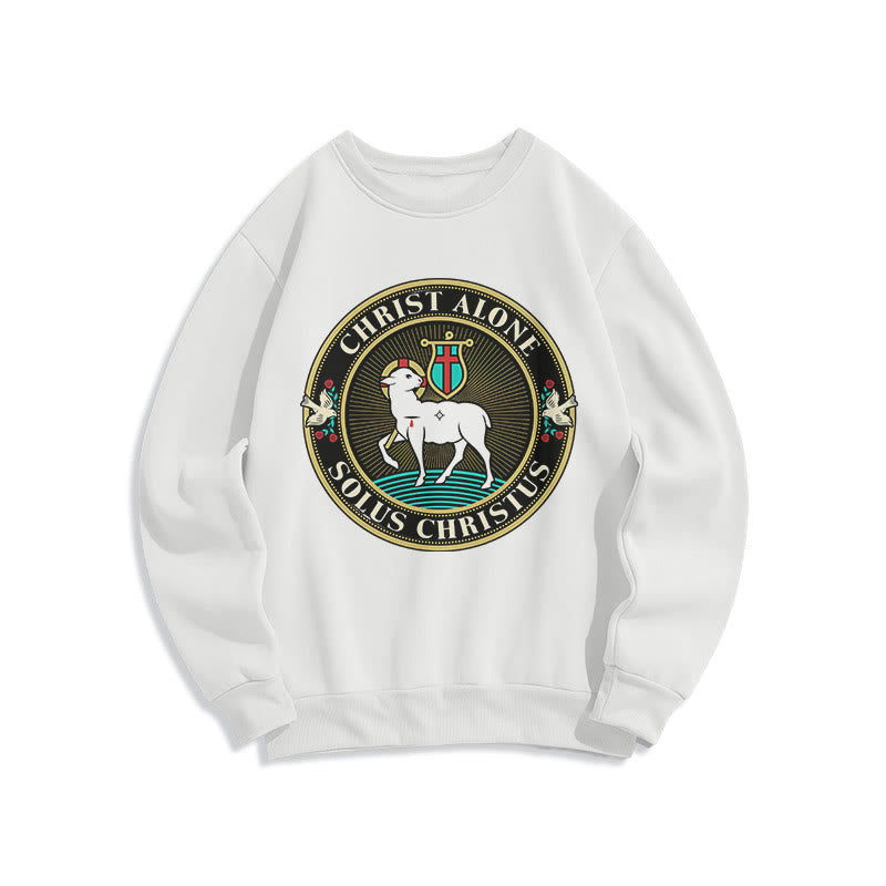 Sweat-shirt en polyester doublé polaire « Christ seul, agneau de Dieu », style moderne, Christianartworkshop - Blanc - 2XL - image 0