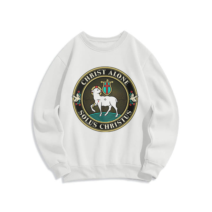 Sweat-shirt en polyester doublé polaire « Christ seul, agneau de Dieu », style moderne, Christianartworkshop - Blanc - 2XL - image 0