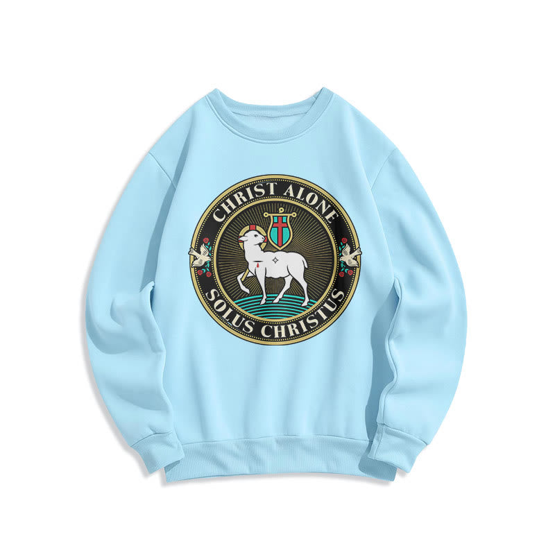 Sweat-shirt en polyester doublé polaire « Christ seul, agneau de Dieu », style moderne, Christianartworkshop - Bleu - 2XL - image 25