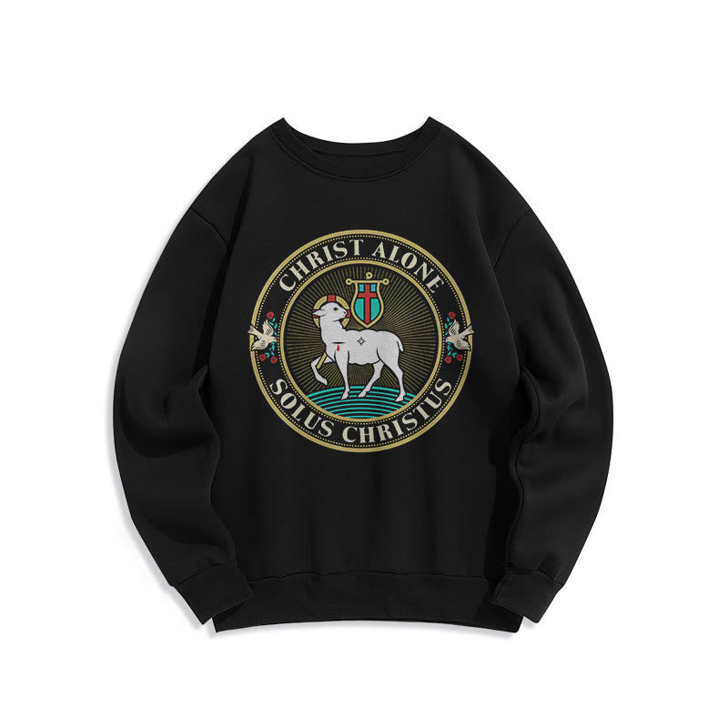 Sweat-shirt en polyester doublé polaire « Christ seul, agneau de Dieu », style moderne, Christianartworkshop - Noir - 2XL - image 5
