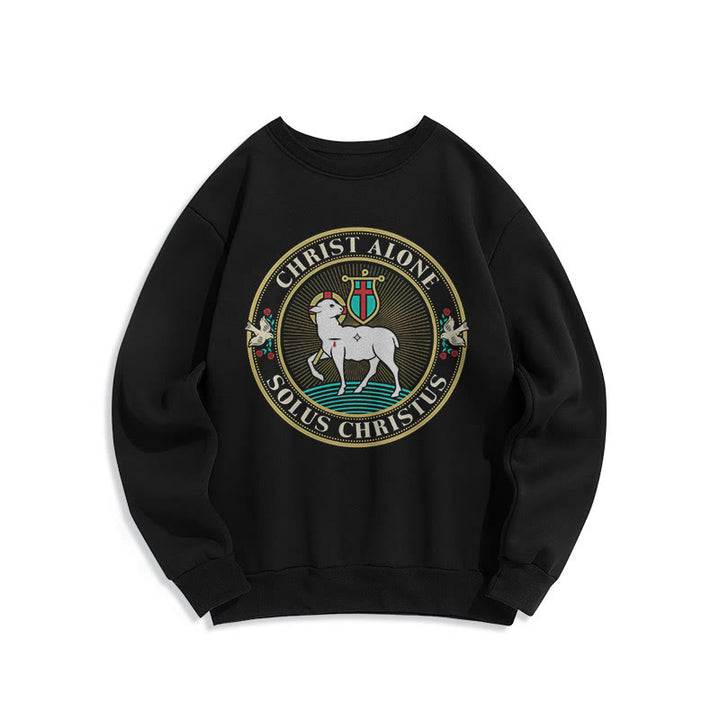 Sweat-shirt en polyester doublé polaire « Christ seul, agneau de Dieu », style moderne, Christianartworkshop - Noir - 2XL - image 5