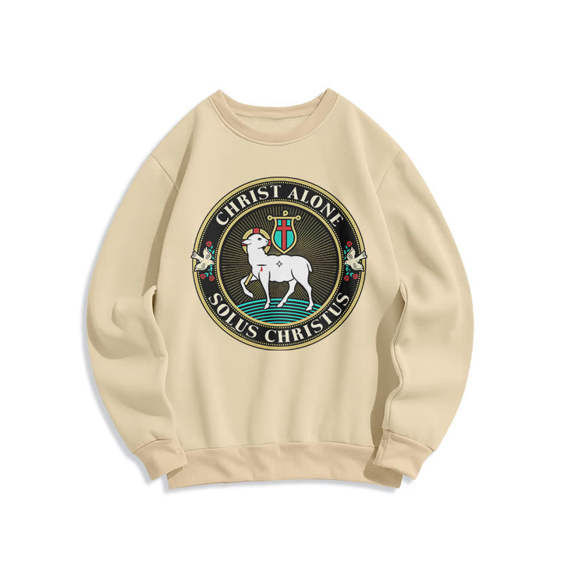 Sweat-shirt en polyester doublé polaire « Christ seul, agneau de Dieu », style moderne, Christianartworkshop - Beige - 2XL - image 10