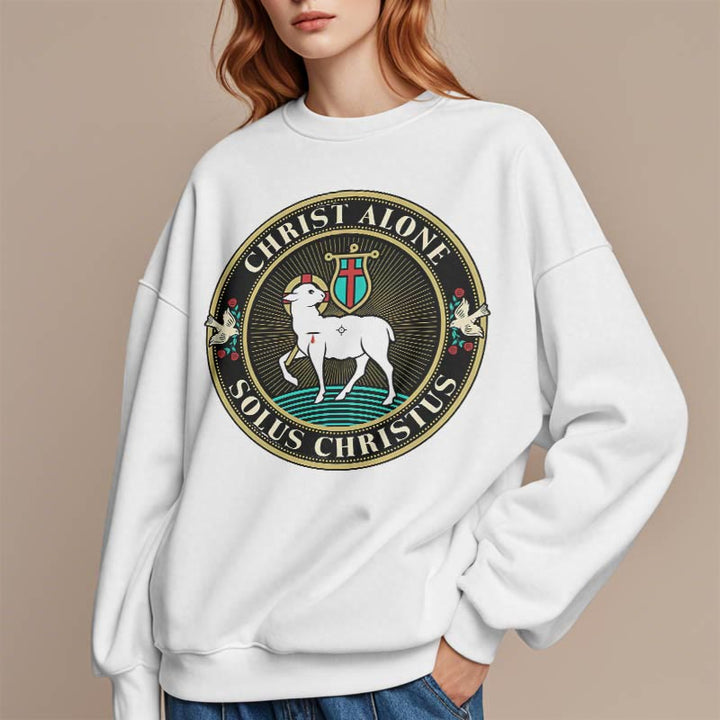 Sweat-shirt en polyester doublé polaire « Christ seul, agneau de Dieu », style moderne, Christianartworkshop - image 1