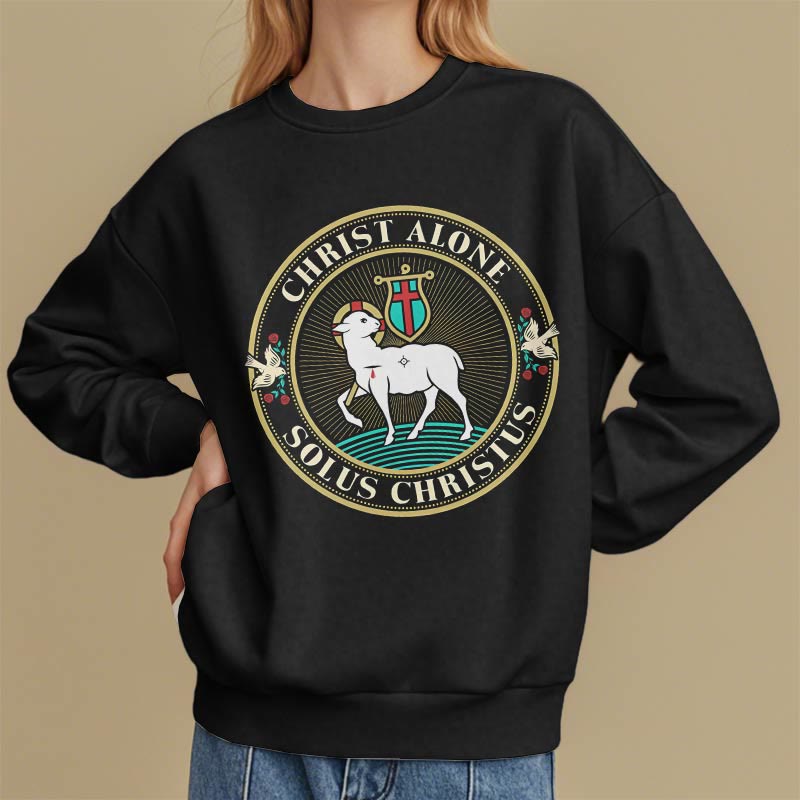 Sweat-shirt en polyester doublé polaire « Christ seul, agneau de Dieu », style moderne, Christianartworkshop - image 7