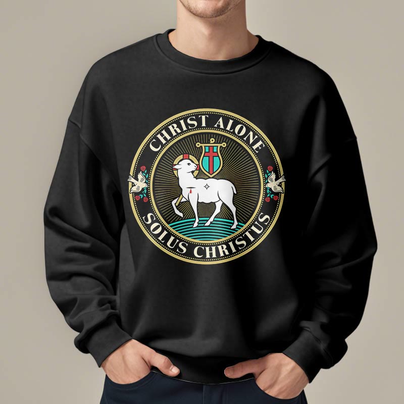 Sweat-shirt en polyester doublé polaire « Christ seul, agneau de Dieu », style moderne, Christianartworkshop - image 8