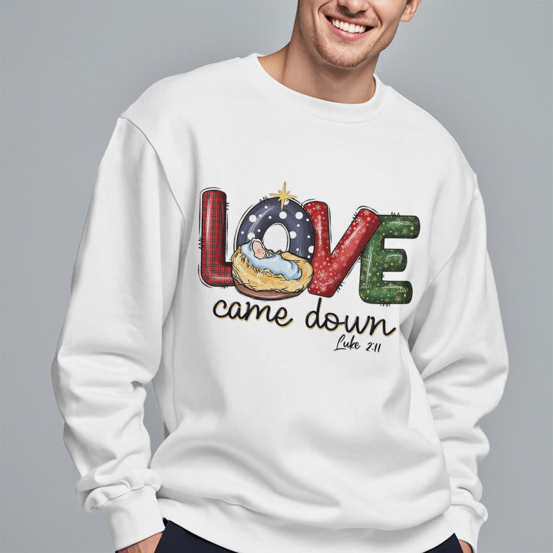 Sweat-shirt de Noël Christianartworkshop Colored Style Love Came Down en polyester doublé polaire - image 1
