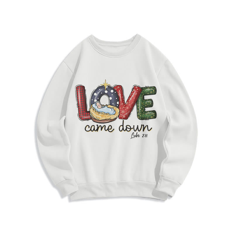 Sweat-shirt de Noël Christianartworkshop Colored Style Love Came Down en polyester doublé polaire - Blanc - 2XL - image 0
