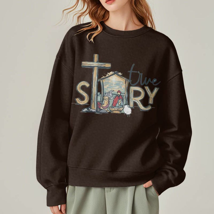 Sweat-shirt en polyester doublé polaire Christianartworkshop, style moderne, inspiré d'une scène de la Nativité vraie - Brun - 2XL - image 18