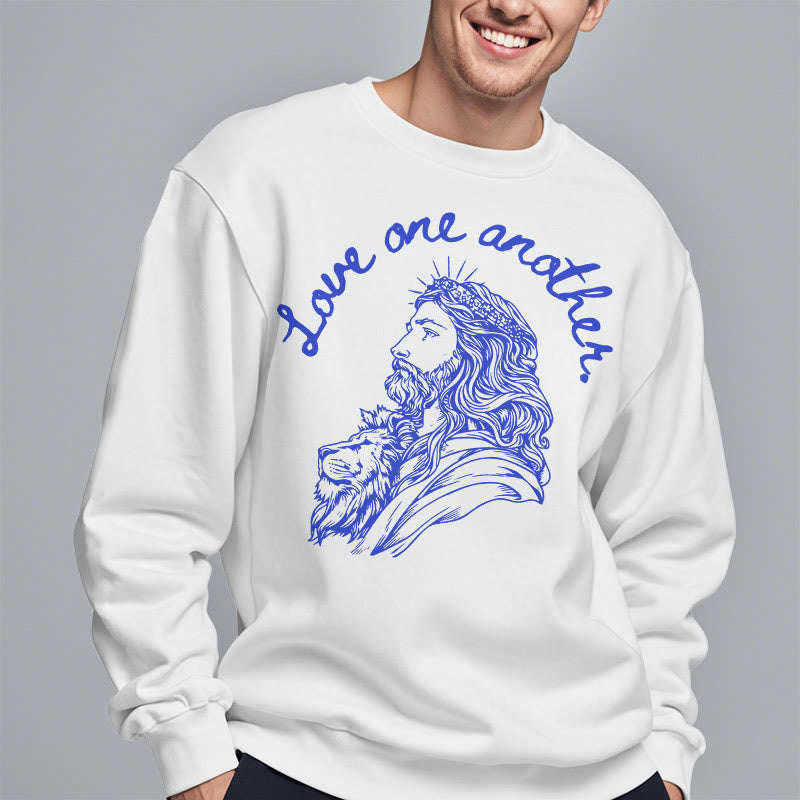 Sweat-shirt en polyester doublé polaire Christianartworkshop, style classique, « Aimez-vous les uns les autres », Jésus - image 12
