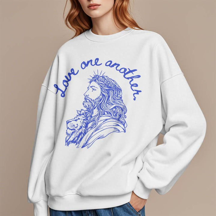 Sweat-shirt en polyester doublé polaire Christianartworkshop, style classique, « Aimez-vous les uns les autres », Jésus - image 13