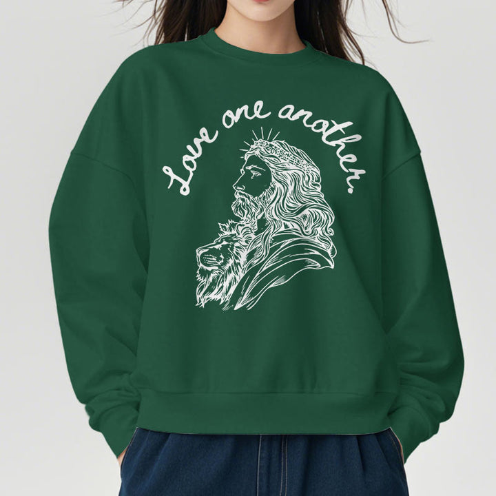 Sweat-shirt en polyester doublé polaire Christianartworkshop, style classique, « Aimez-vous les uns les autres », Jésus - image 22
