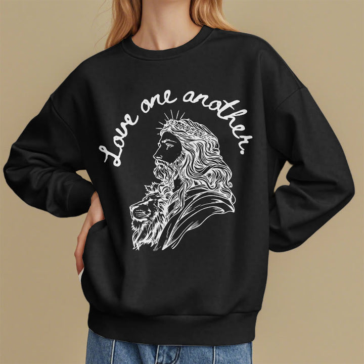 Sweat-shirt en polyester doublé polaire Christianartworkshop, style classique, « Aimez-vous les uns les autres », Jésus - image 8