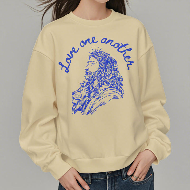 Sweat-shirt en polyester doublé polaire Christianartworkshop, style classique, « Aimez-vous les uns les autres », Jésus - image 2