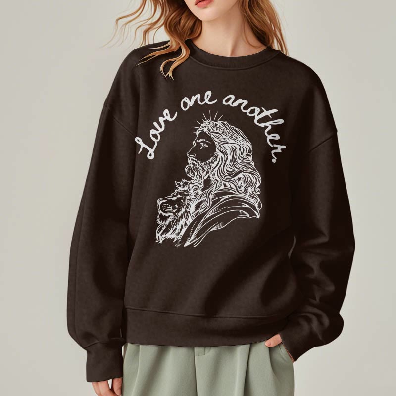 Sweat-shirt en polyester doublé polaire Christianartworkshop, style classique, « Aimez-vous les uns les autres », Jésus - image 17