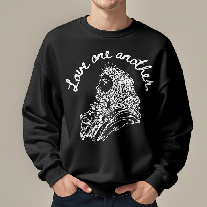 Sweat-shirt en polyester doublé polaire Christianartworkshop, style classique, « Aimez-vous les uns les autres », Jésus - image 7