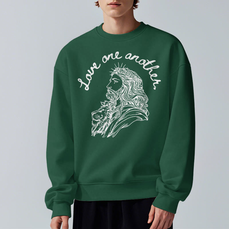 Sweat-shirt en polyester doublé polaire Christianartworkshop, style classique, « Aimez-vous les uns les autres », Jésus - image 23