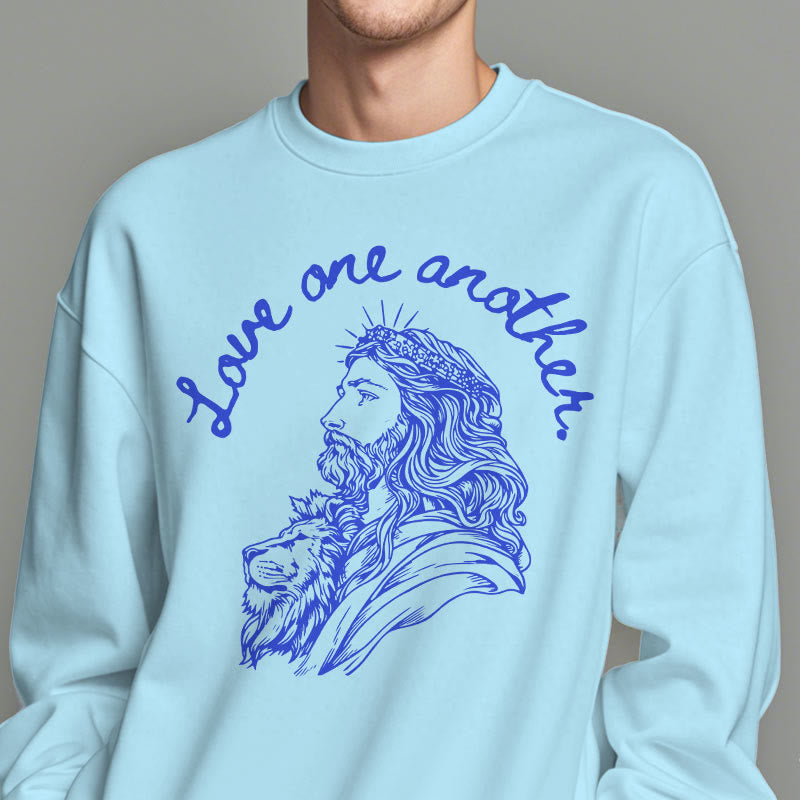 Sweat-shirt en polyester doublé polaire Christianartworkshop, style classique, « Aimez-vous les uns les autres », Jésus - image 27